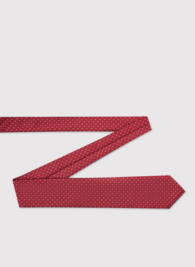 Czerwony krawat męski w kropki