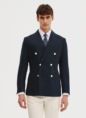 Lniana marynarka dwurzędowa