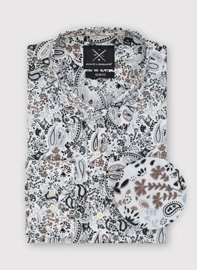 Biała koszula męska we wzór paisley