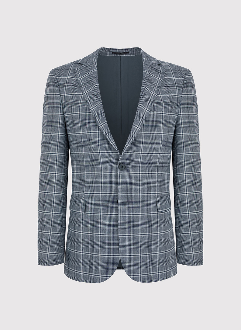 Szara marynarka garniturowa w kratę