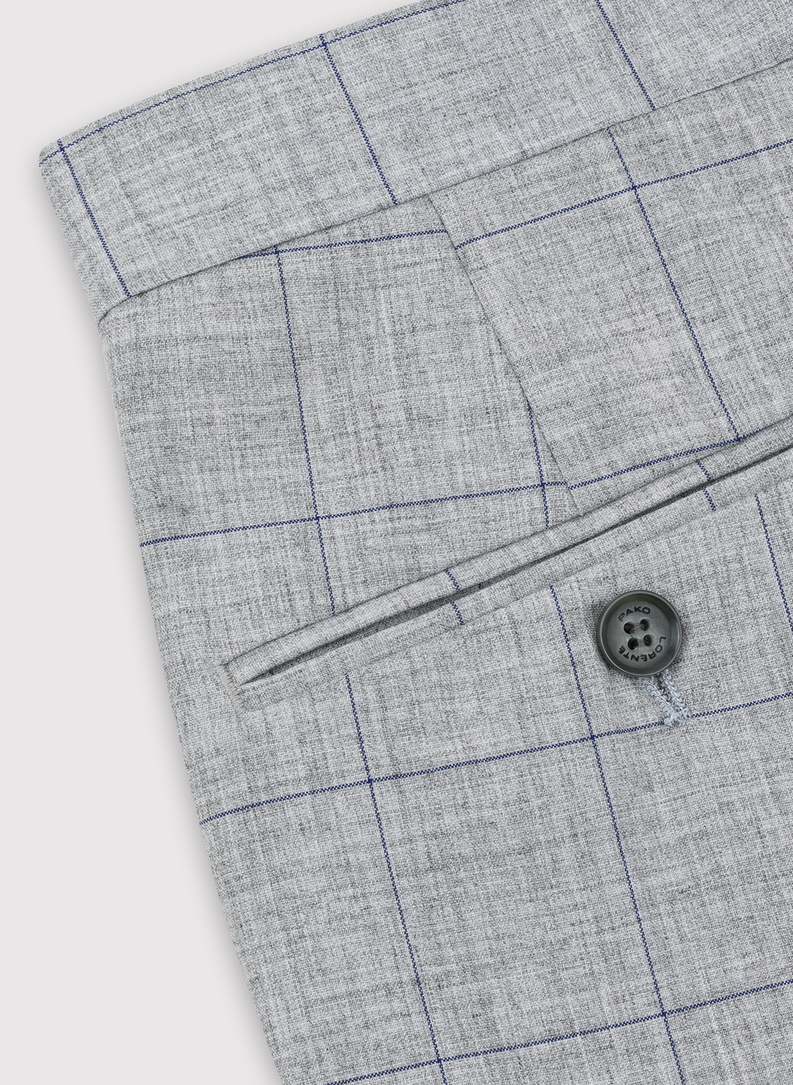 Szare garniturowe spodnie męskie w kratę