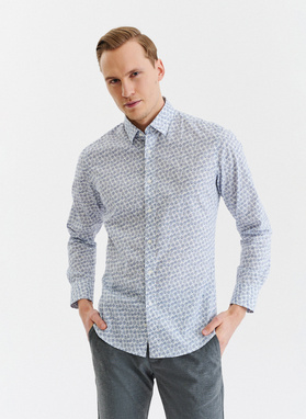 Biała koszula męska w niebieskie kwiaty