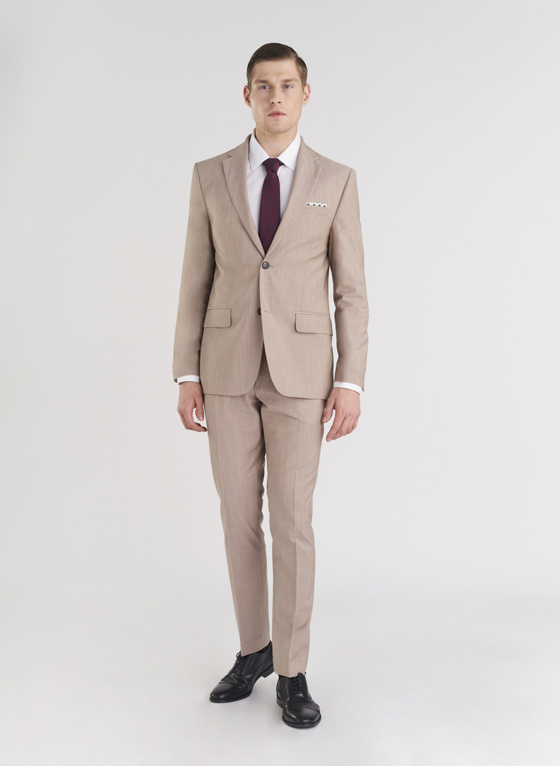 Beżowa wełniana marynarka męska