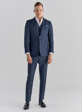 Granatowe spodnie garniturowe P21WF-6G-077-G-S