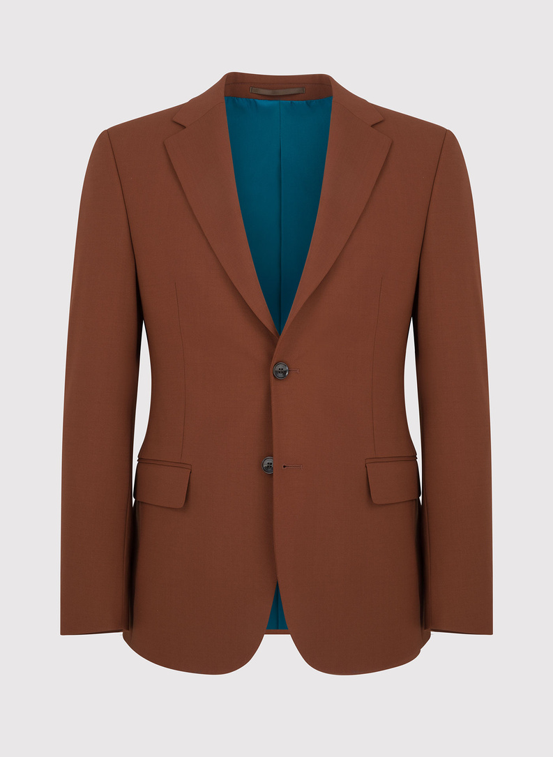 Rudy garnitur męski z wełny