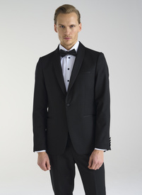 Wełniana czarna marynarka smokingowa w mikrowzór
