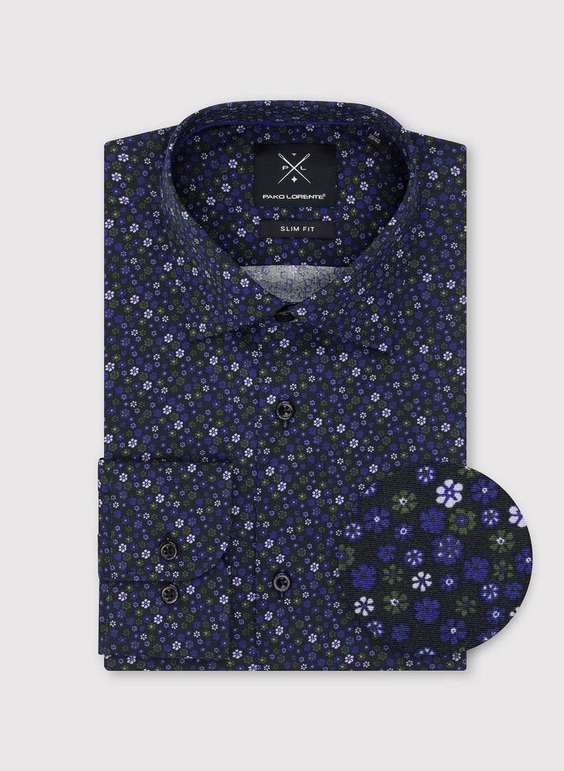 Męska koszula w kwiatowy mikrowzór