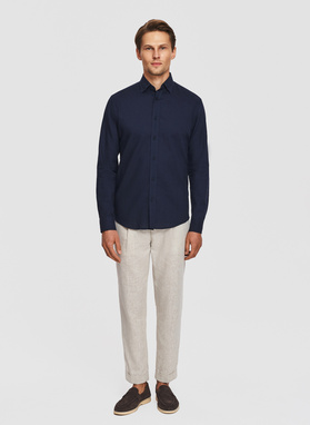 Granatowa koszula z lnem