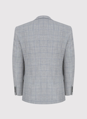 Szara marynarka w niebieską kratę