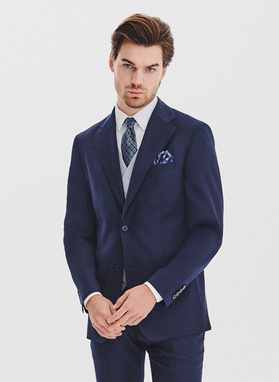 Granatowy garnitur męski z wełną