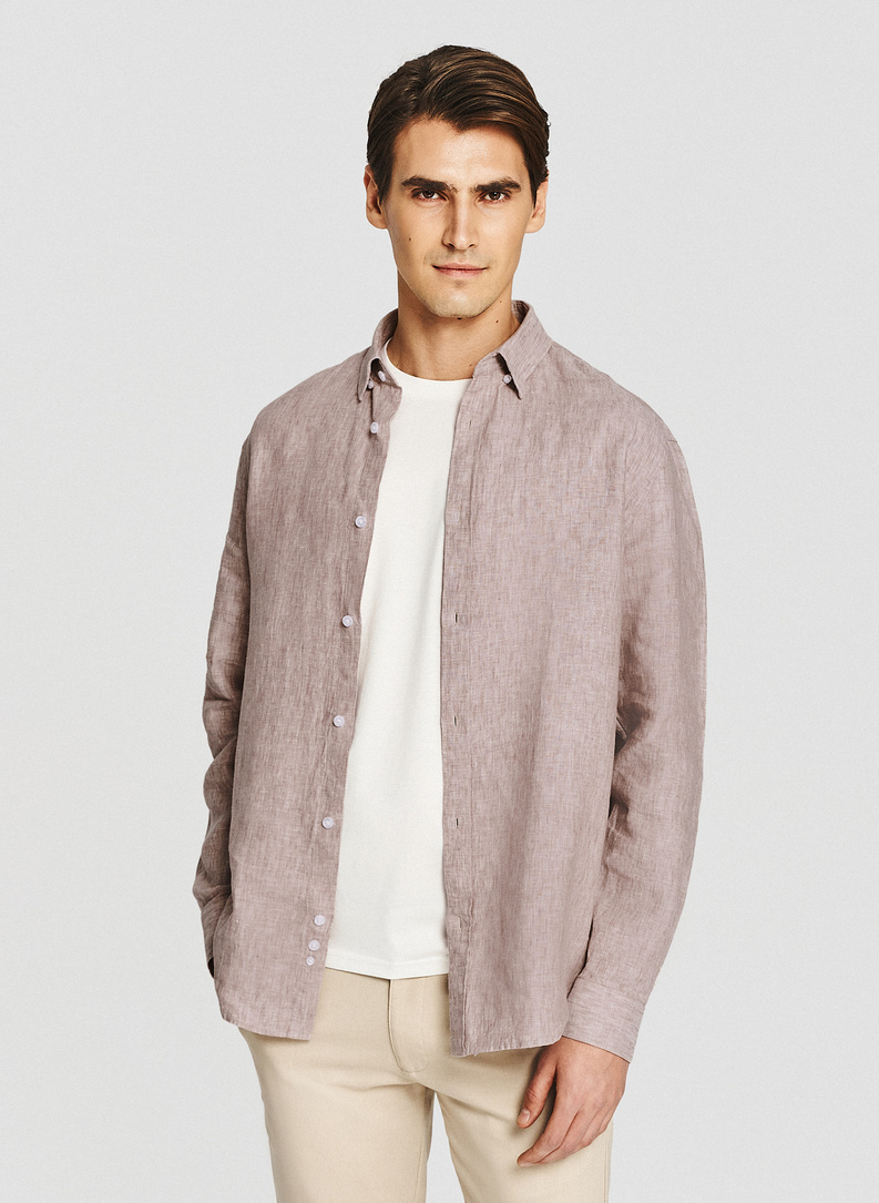 Lniana koszula w kolorze beżowym
