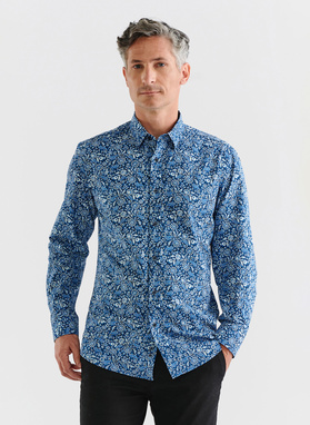 Casualowa niebieska koszula w paisley