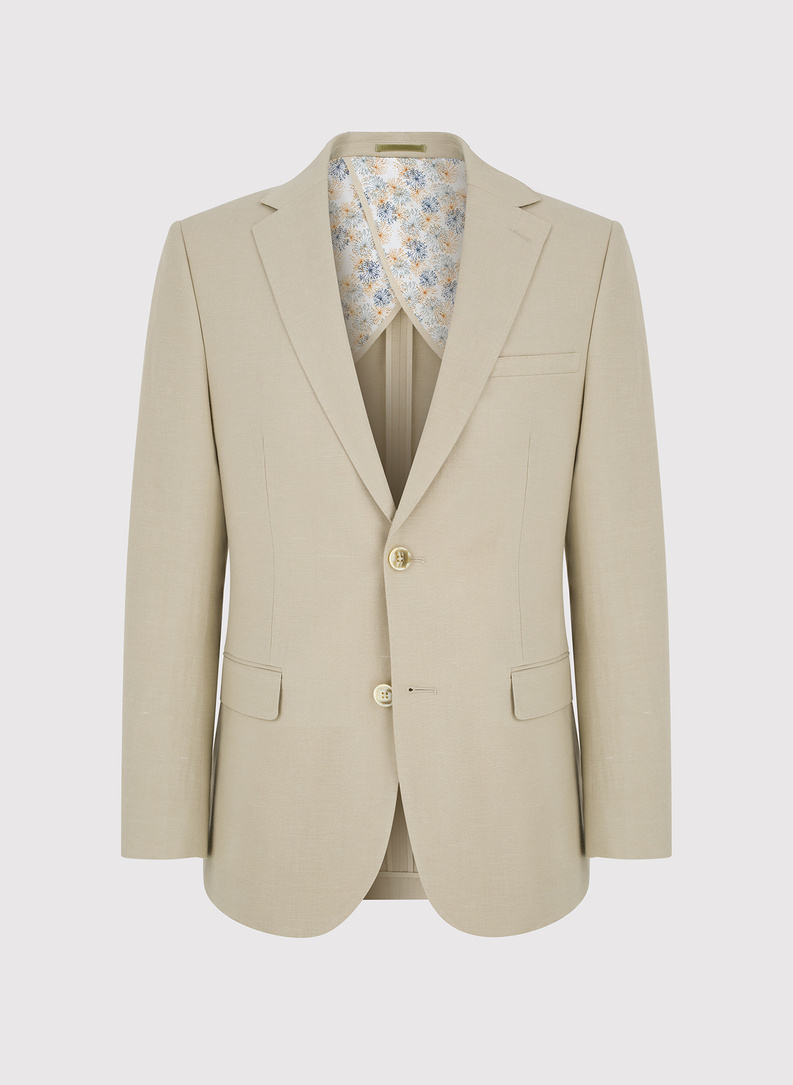 Lniana marynarka męska w kolorze oliwkowym