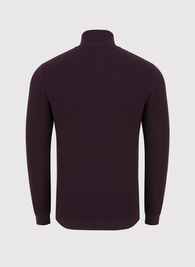 Bordowy sweter z wysoką stójką zapinaną na zamek