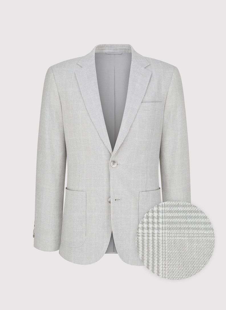 Szara marynarka casual z lnem i bawełną