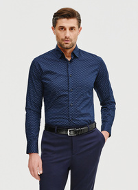 Granatowa koszula męska w mikrowzór