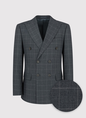 Szara dwurzędowa marynarka w kratę