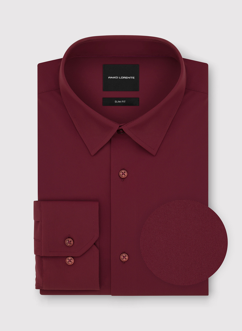 Bordowa dzianinowa koszula męska