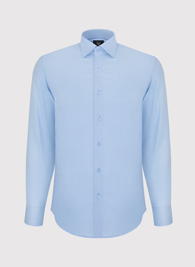 Gładka elegancka koszula męska w kolorze błękitnym