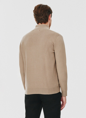 Sweter męski rozpinany w kolorze beżowym