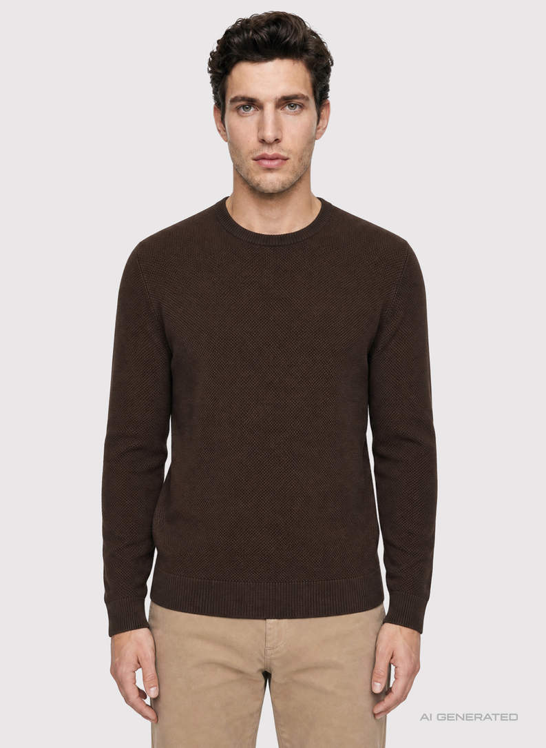 Brązowy sweter męski o-neck