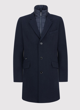 Męski płaszcz z wełną w kolorze granatowym