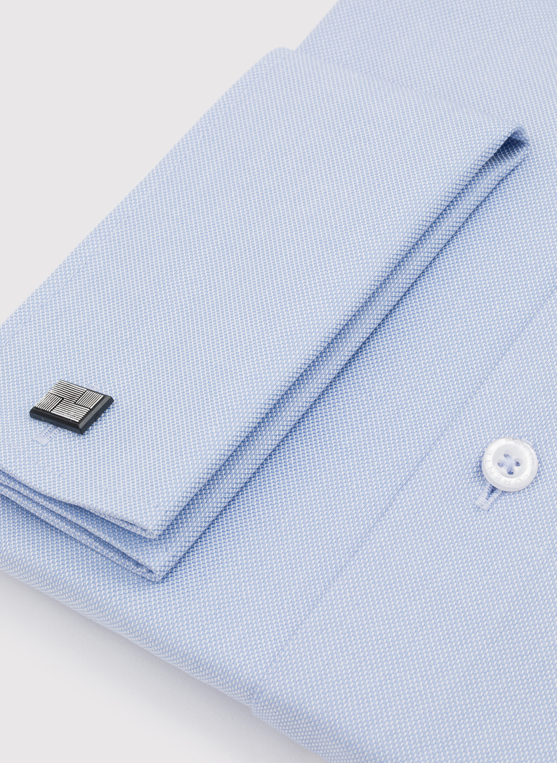 Niebieska bawełniana koszula męska na spinki