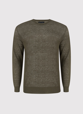 Zielony lniany sweter