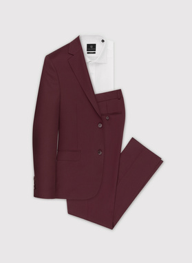 Dwuczęściowy gładki garnitur męski w kolorze burgundowym