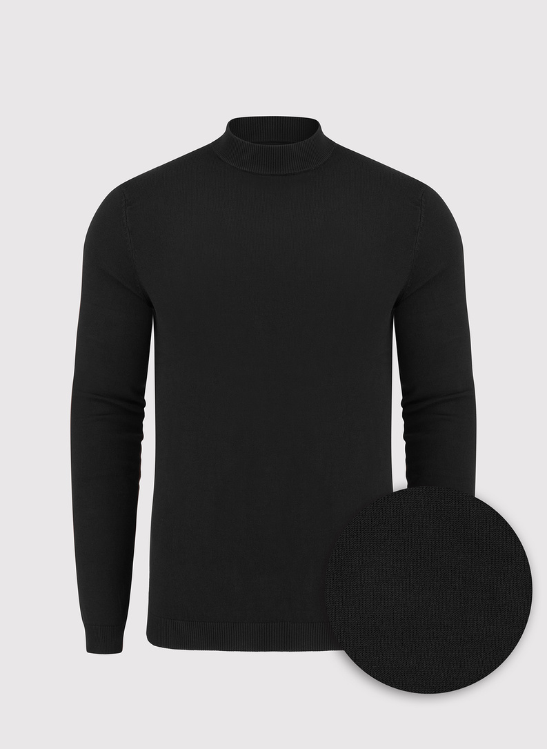 Czarny gładki półgolf męski