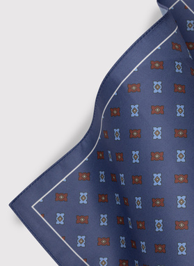 Granatowa poszetka męska w kolorowy mikrowzór