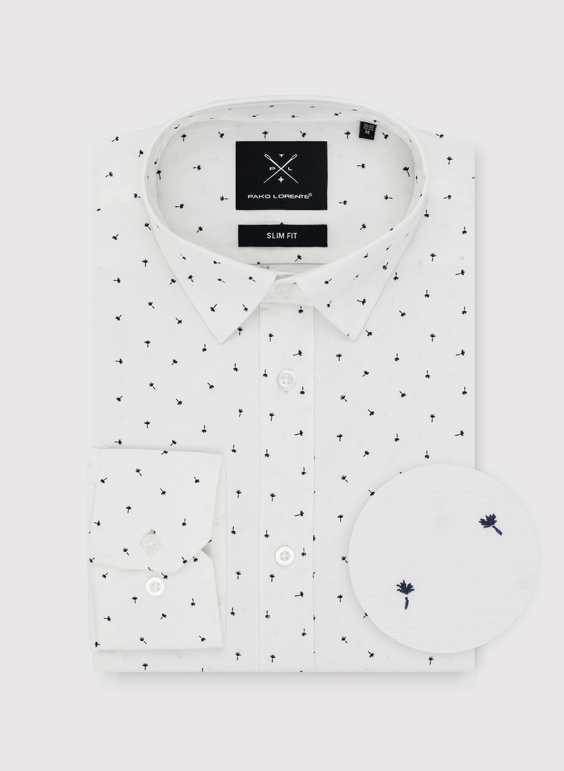 Biała koszula męska w mikrowzór