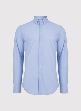 Niebieska dzianinowa koszula w pepitkę