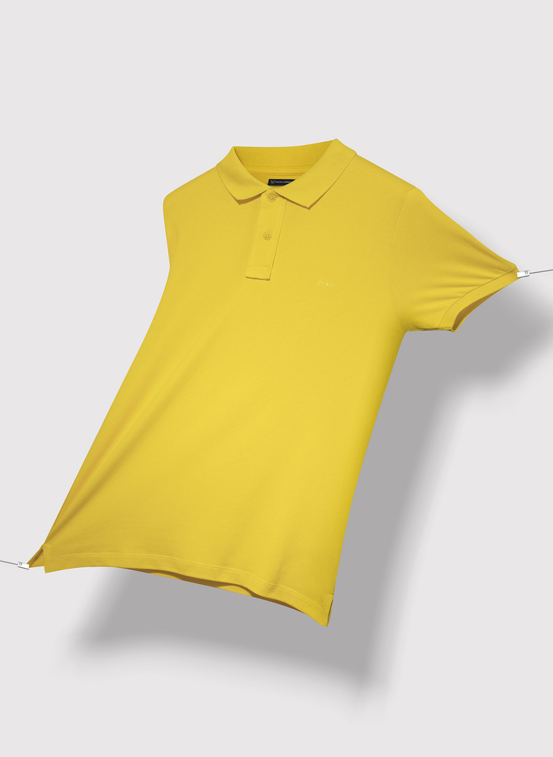 Gładki T-shirt polo w kolorze żółtym 