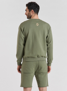 Zielona bluza oversize z okrągłym dekoltem C21SF-2B-005-Z