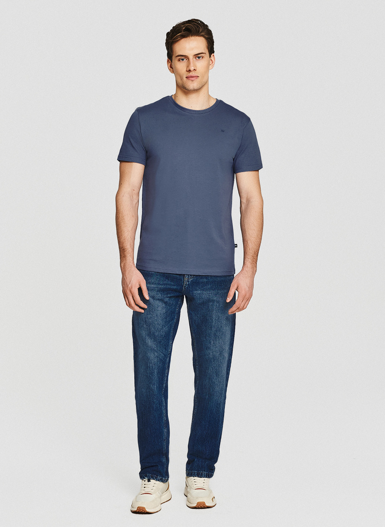 Bawełniany t-shirt męski w kolorze niebieskim