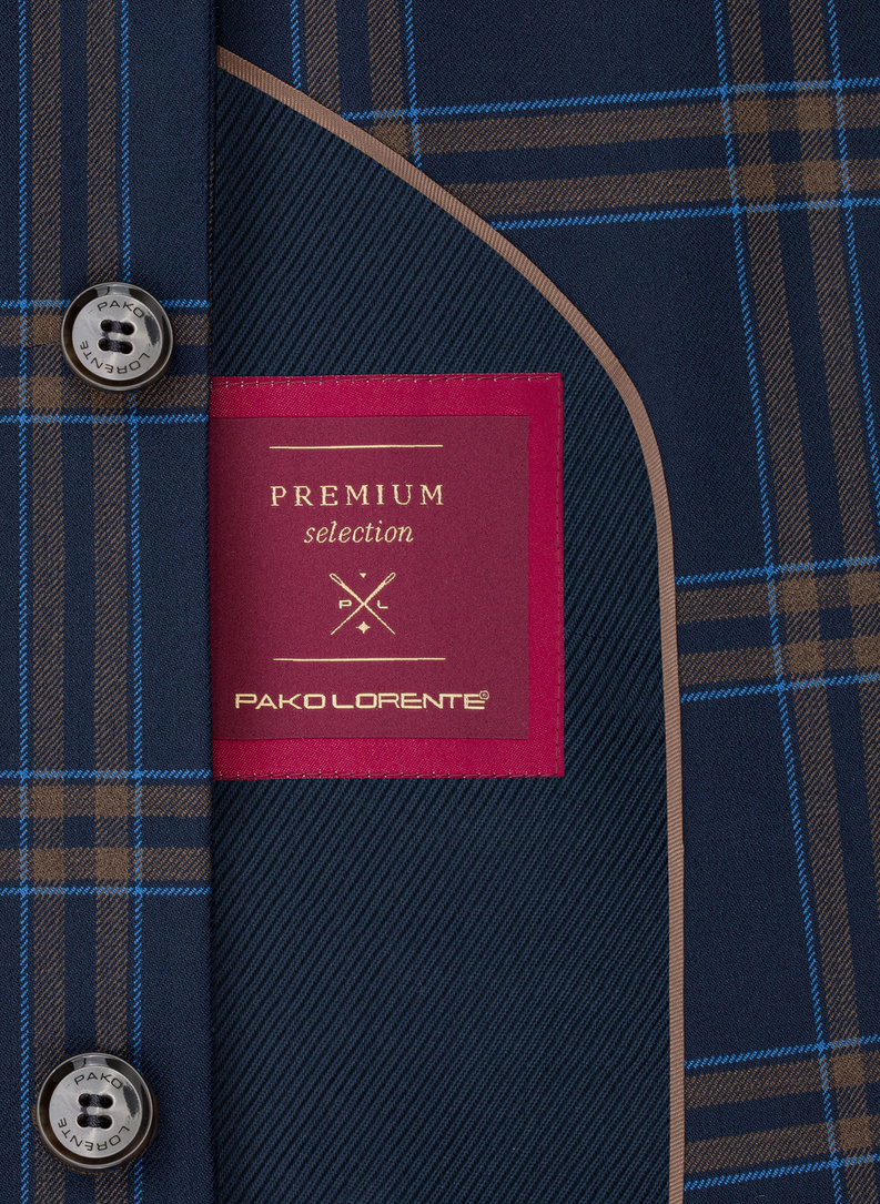 Granatowa marynarka garniturowa w kratę