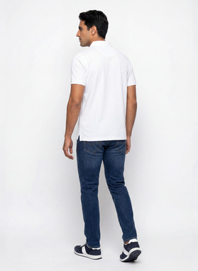 Biały t-shirt polo z bawełny