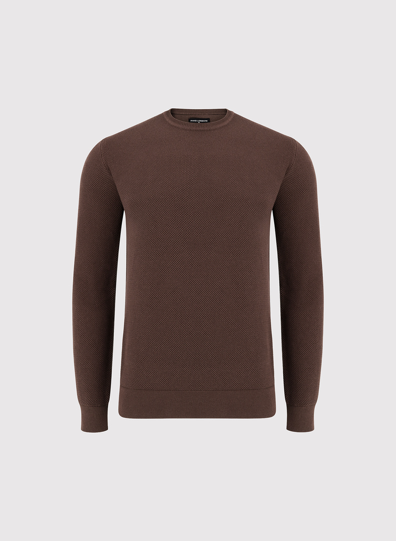 Brązowy sweter męski o-neck