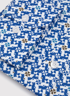 Koszula męska w biało-niebieski mikrowzór 