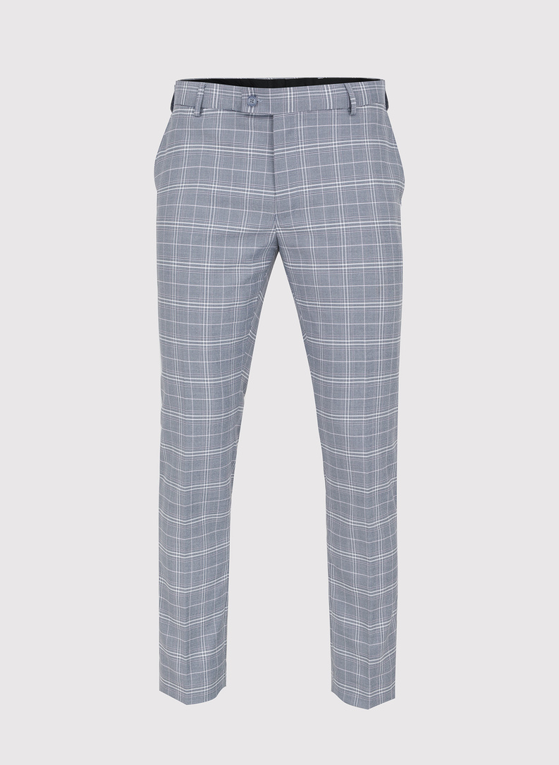 Szare spodnie garniturowe w kratkę P22SF-6G-005-N-S