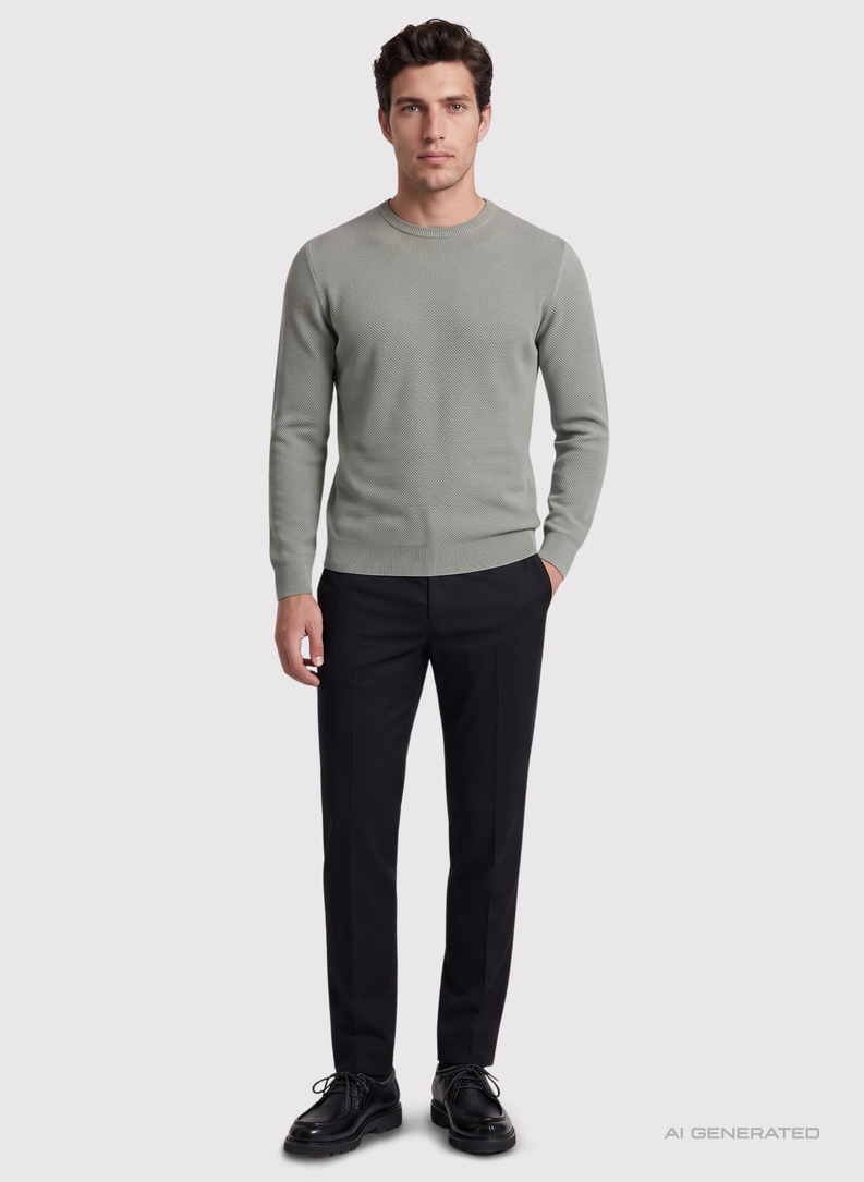 Szałwiowy sweter męski o-neck
