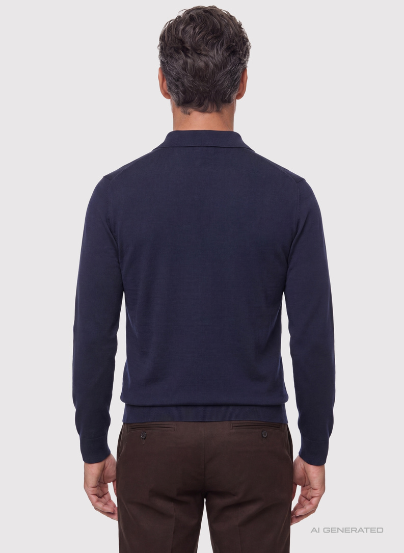 Granatowy sweter z kołnierzykiem polo