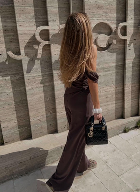 Komplet damski ALMERIA w kolorze czekoladowym