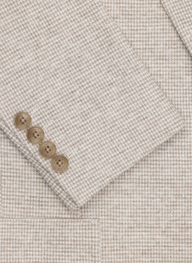 Beżowa marynarka w pepitkę