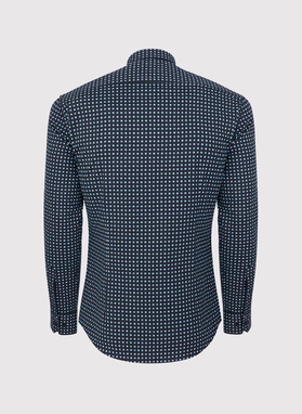 Granatowa koszula w niebiesko-biały mikrowzór
