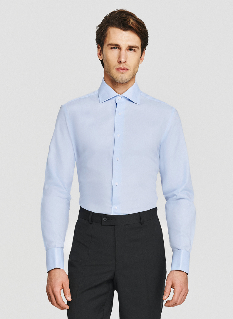 Niebieska koszula męska na spinki