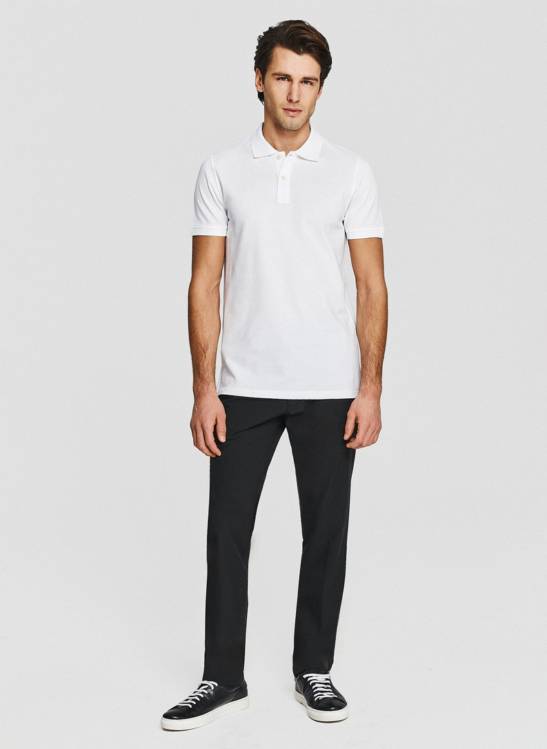 Białe bawełniane polo męskie