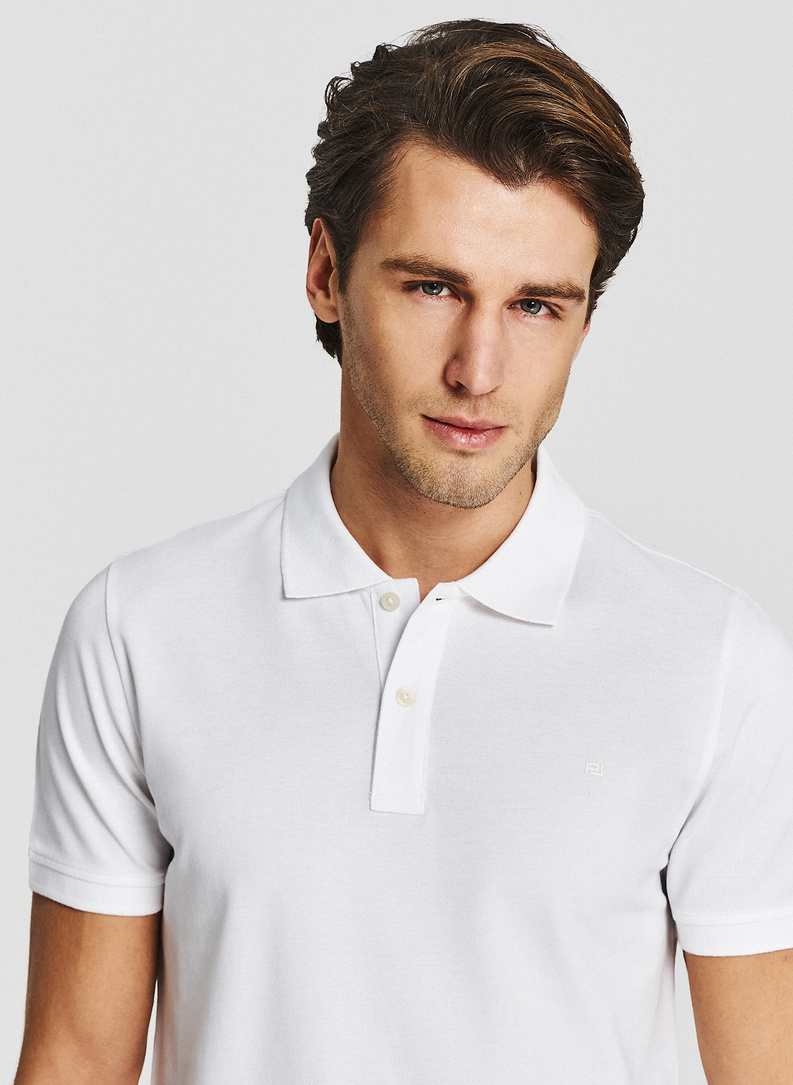 Białe bawełniane polo męskie