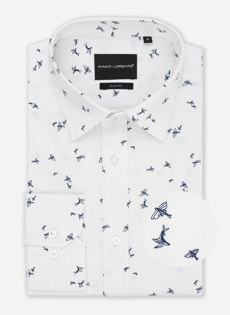 Koszula męska z długim rękawem w regularny wzór